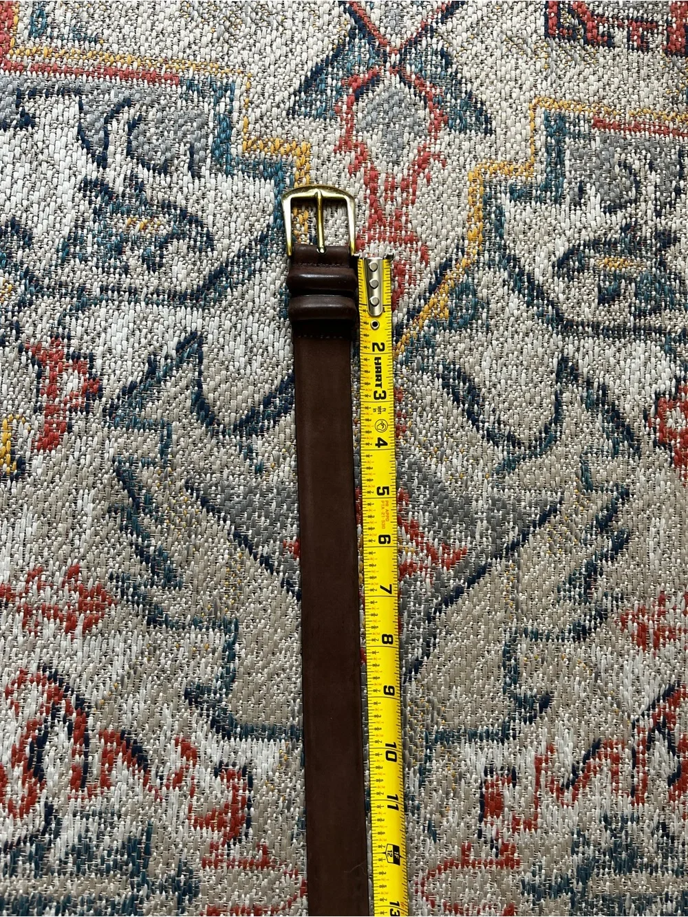 Martin Dingman Brown Leather Belt with Brass Buckle Size 34